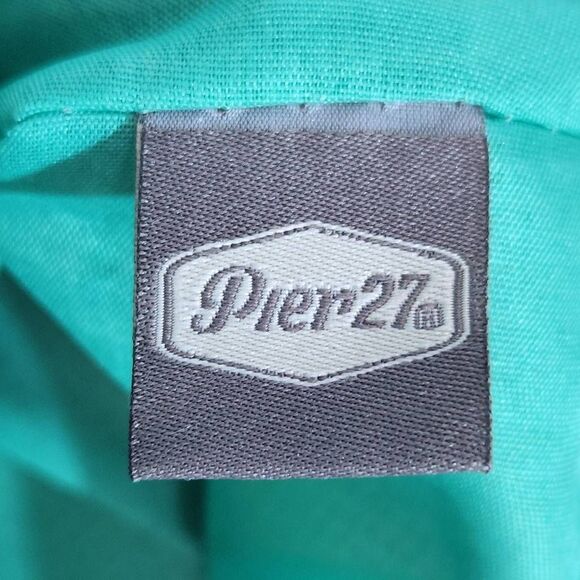 Pier27 Oceanholic Cream and Green Beach Bag with Rope Handle Natural Beach Bag - Picture 6 of 7